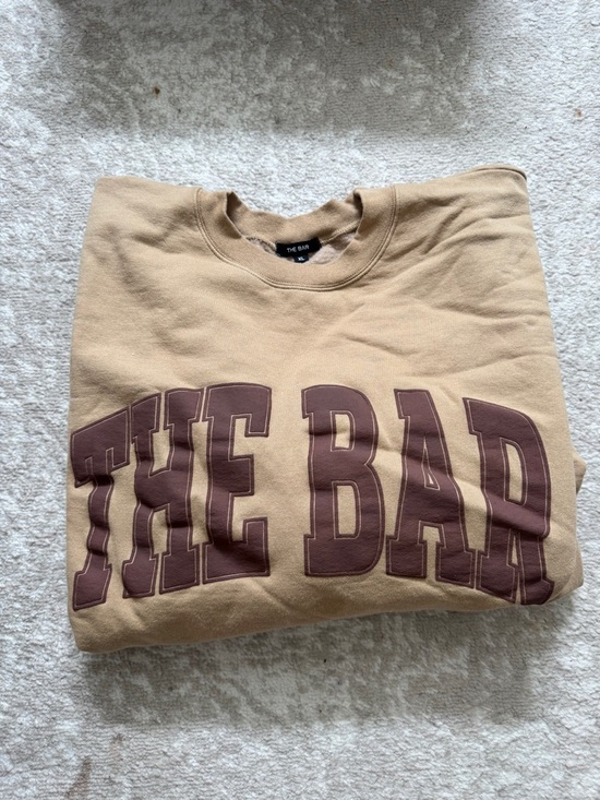 The Bar Sweaters - The Bar Crewneck Sweatshirt in Tan with Brown Logo